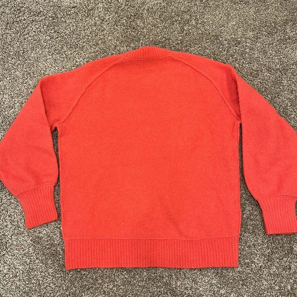 FREE PEOPLE One and Only Oversized Classic Red V-Neck Sweater Small